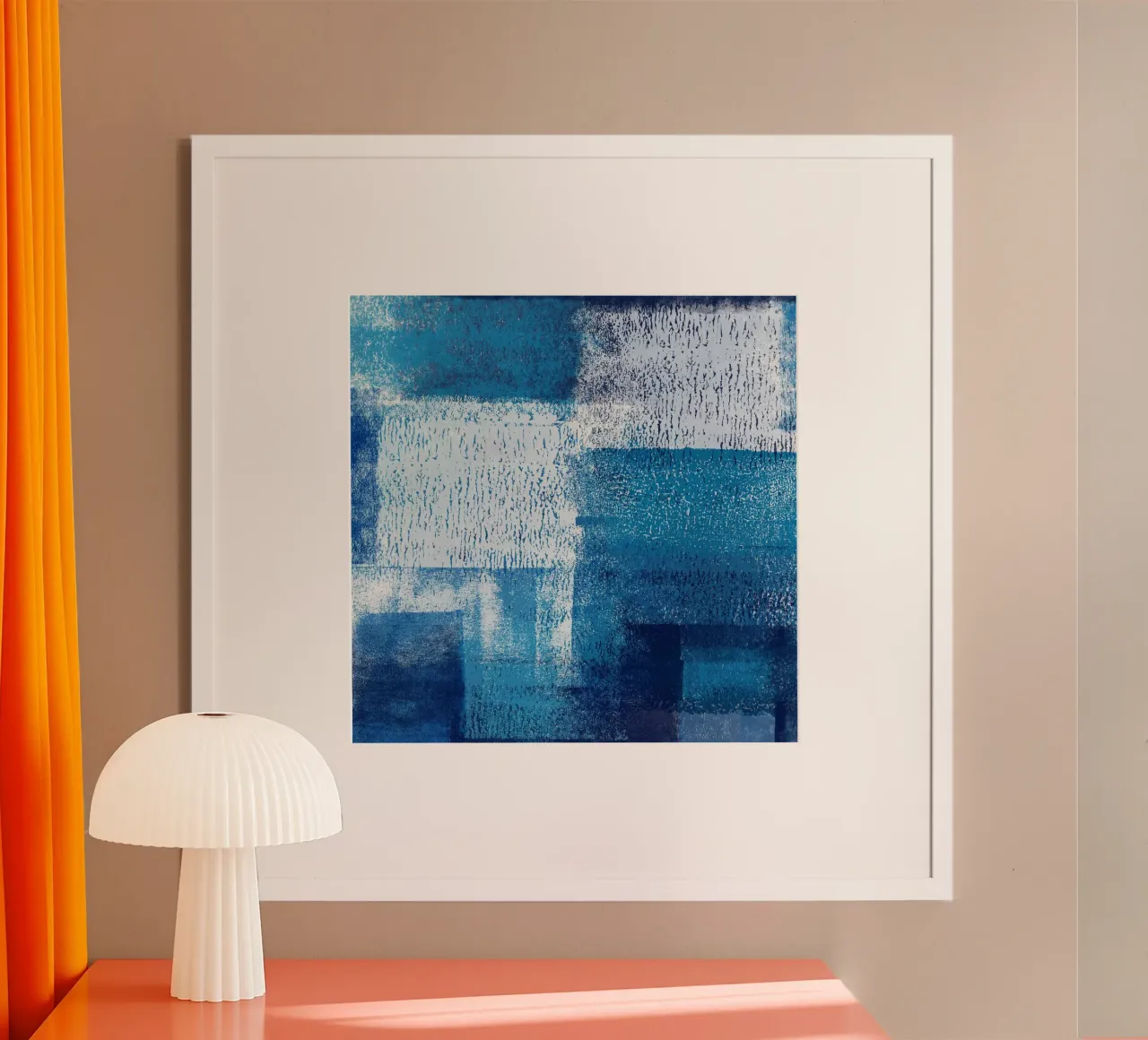 Surfaces 14 | Blue on Blue | Abstract Acrylic Painting poster con telaio in plastica da sabidussi