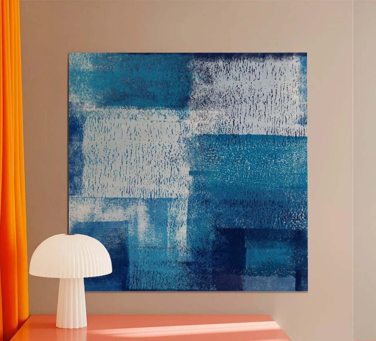 Surfaces 14 | Blue on Blue | Abstract Acrylic Painting poster con telaio in plastica da sabidussi
