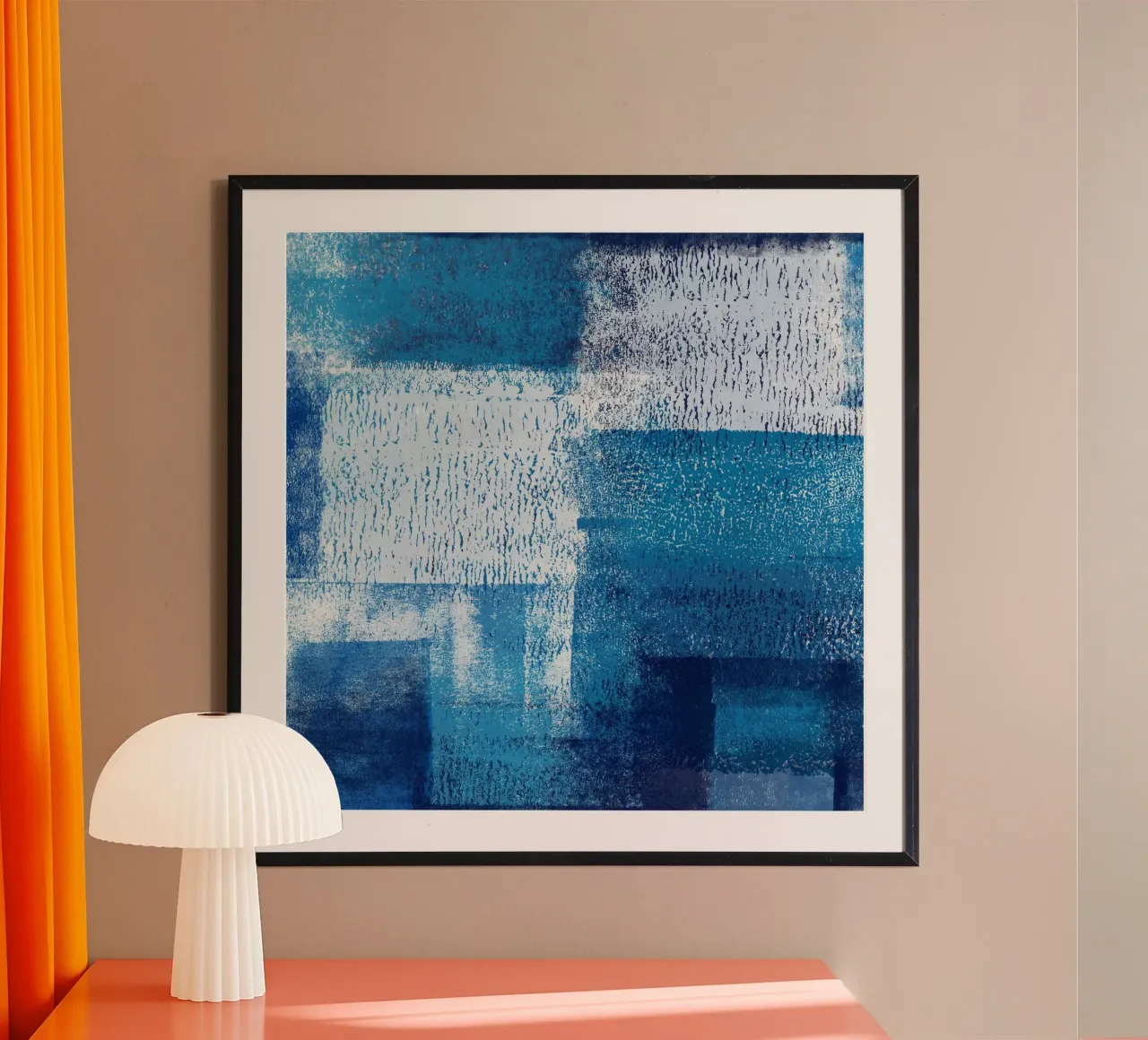 Surfaces 14 | Blue on Blue | Abstract Acrylic Painting poster con telaio in plastica da sabidussi