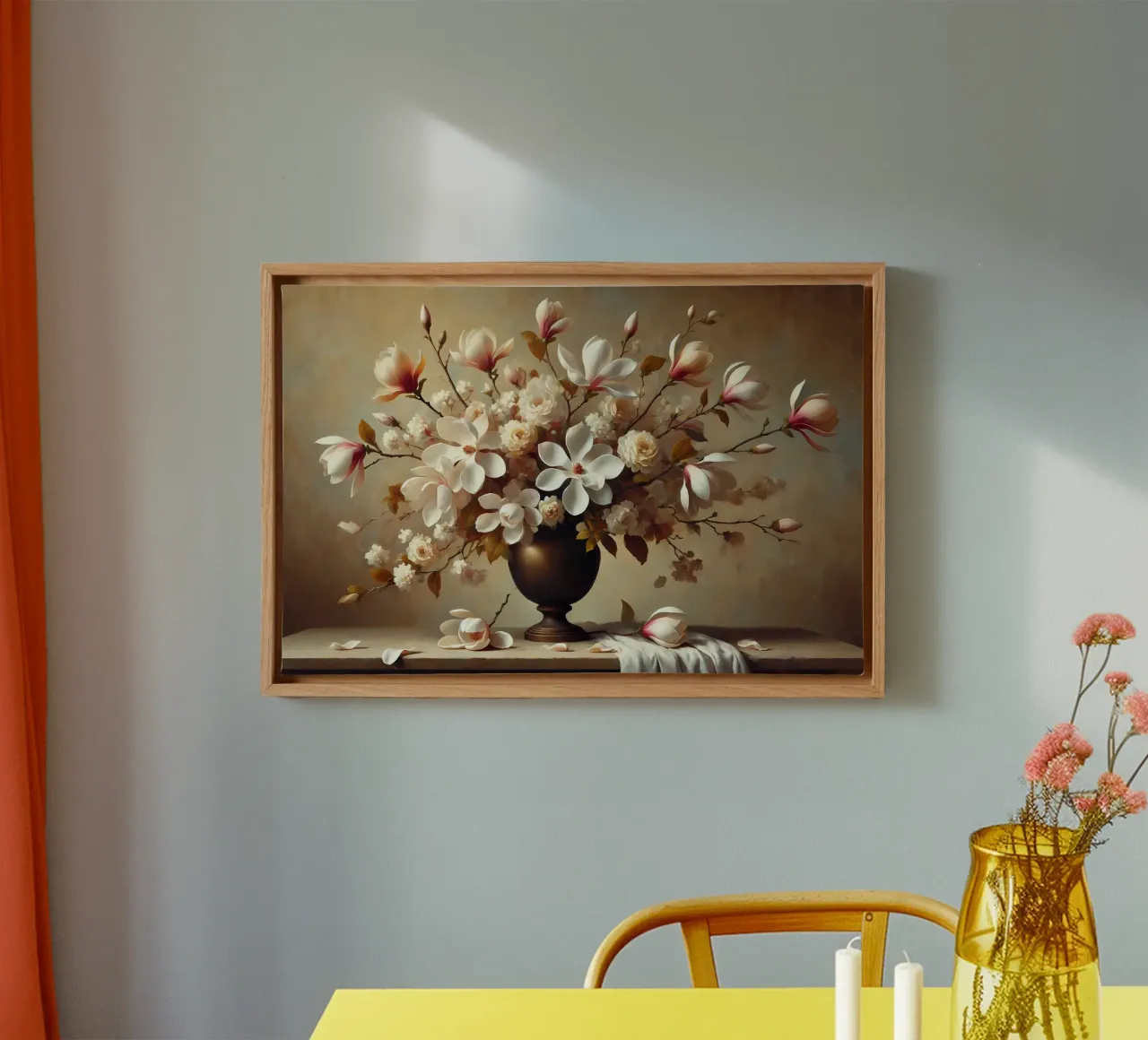 Bouquet di magnolia vittoriana tela con Cornice a cassetta da VintageBotanics