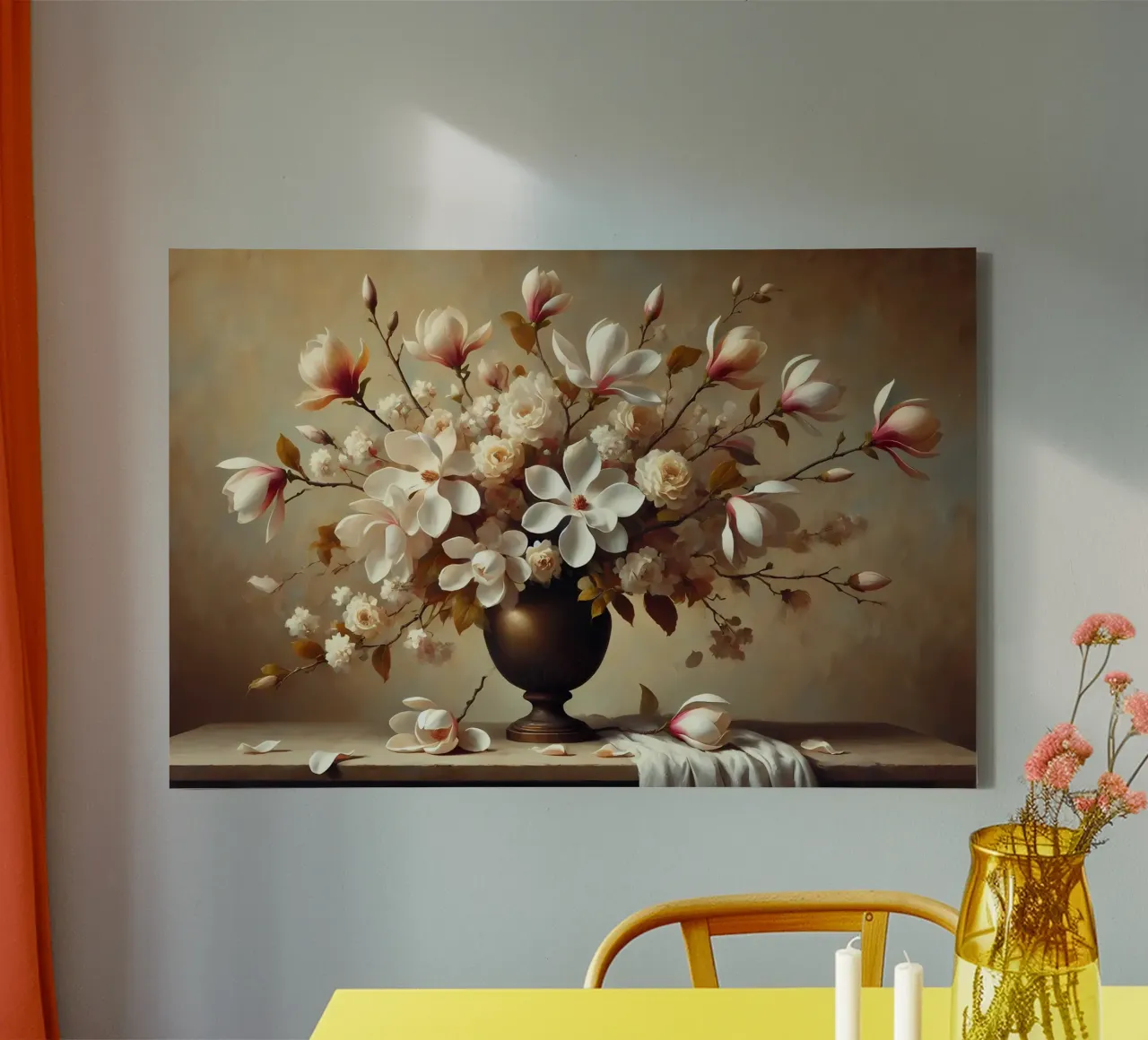 Bouquet di magnolia vittoriana tela con Cornice a cassetta da VintageBotanics