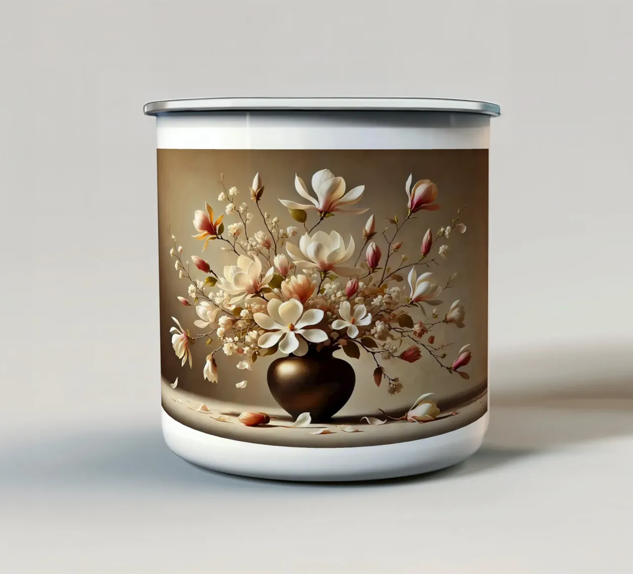 Bouquet di magnolia vittoriana tazza in smalto da VintageBotanics