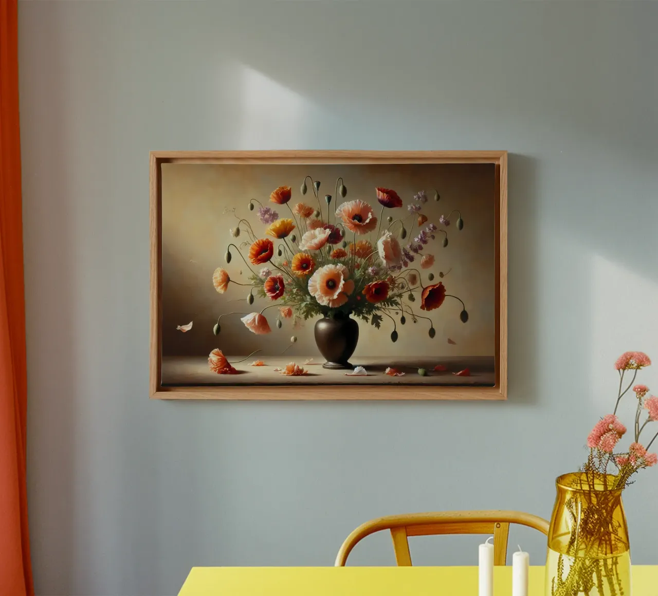 Bouquet di papaveri vittoriani tela con Cornice a cassetta da VintageBotanics
