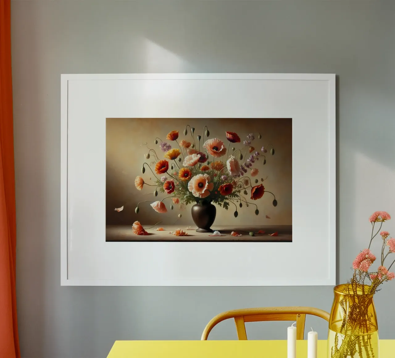 Bouquet di papaveri vittoriani poster con telaio in legno da VintageBotanics