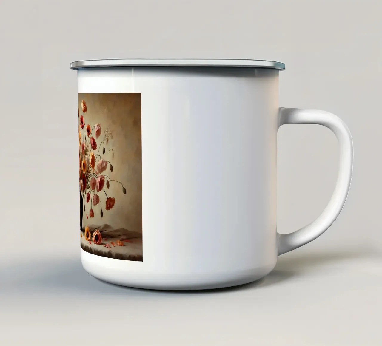 Bouquet di papaveri vittoriani tazza in smalto da VintageBotanics