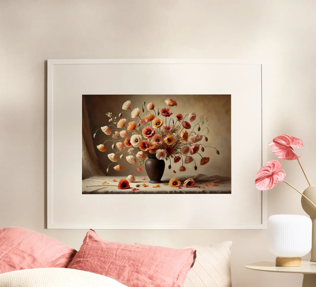 Bouquet di papaveri vittoriani poster con telaio in plastica da VintageBotanics