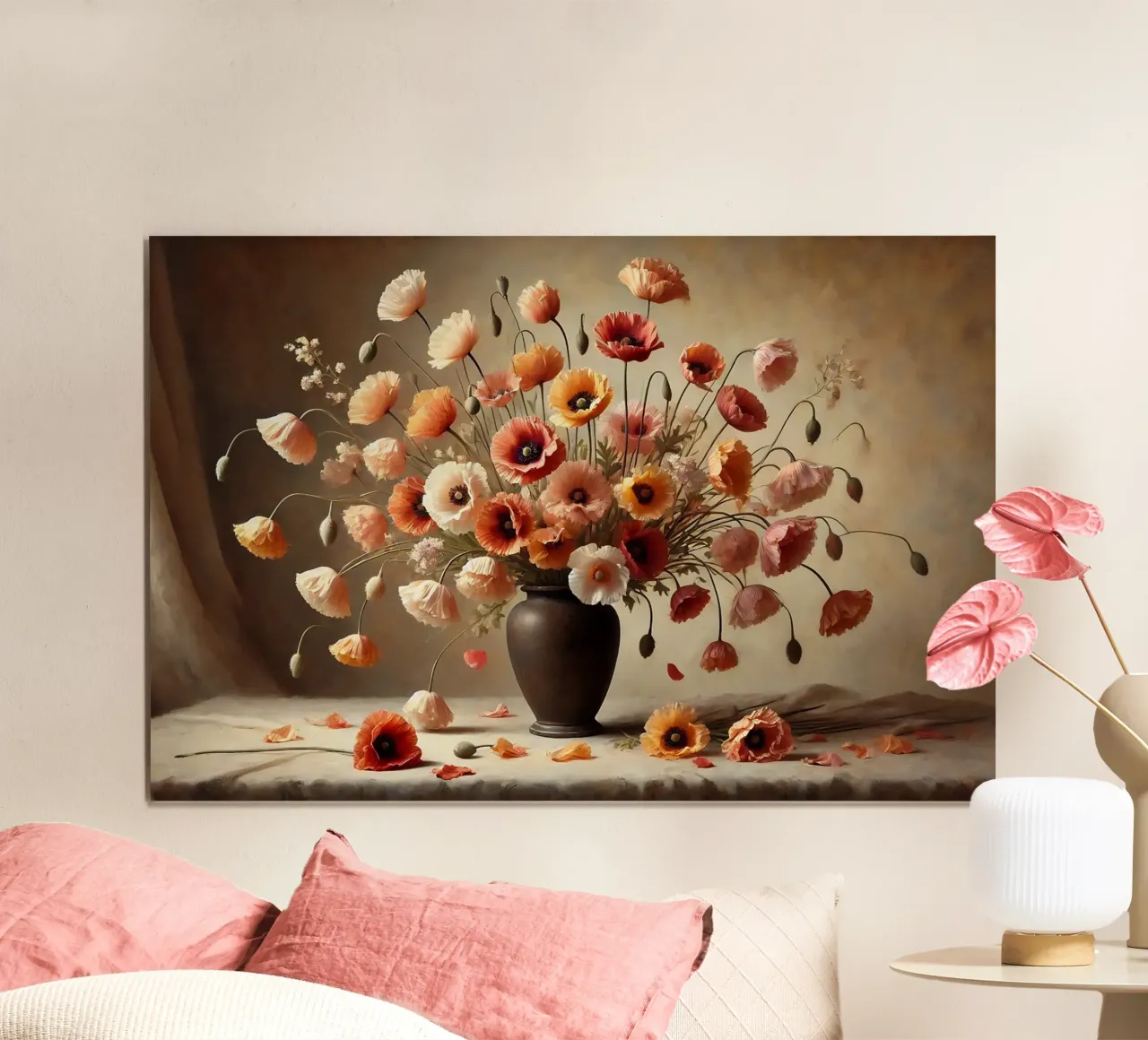 Bouquet di papaveri vittoriani poster con telaio in plastica da VintageBotanics