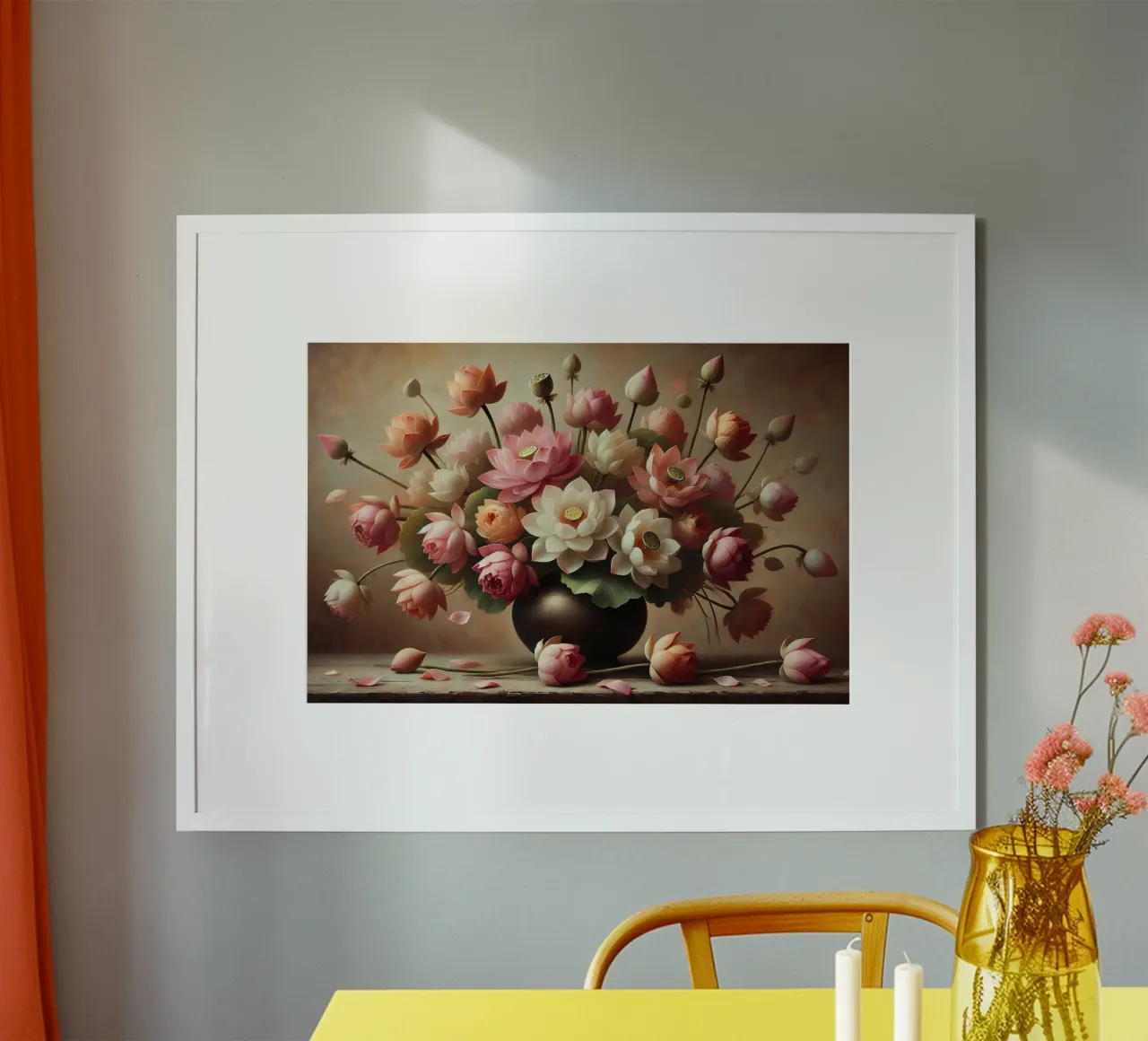 Bouquet di loto vittoriano poster con telaio in plastica da VintageBotanics