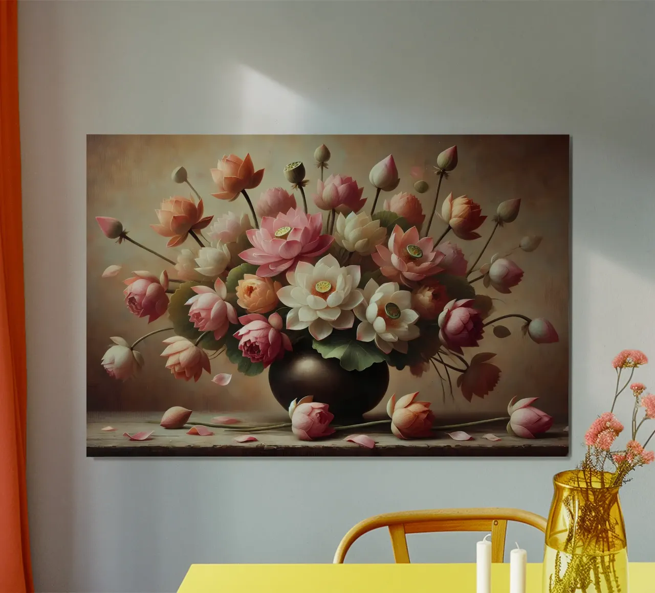 Bouquet di loto vittoriano poster con telaio in plastica da VintageBotanics