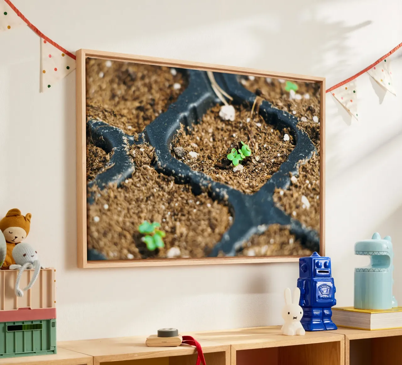 Tiny Beginnings - Seedlings Fine Art Print lienzo con Marco flotante de jay