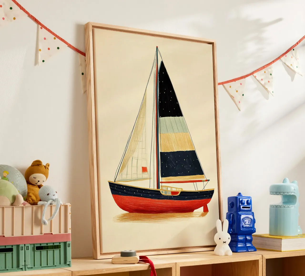 Barca a vela tela con Cornice a cassetta da Curious Canvas