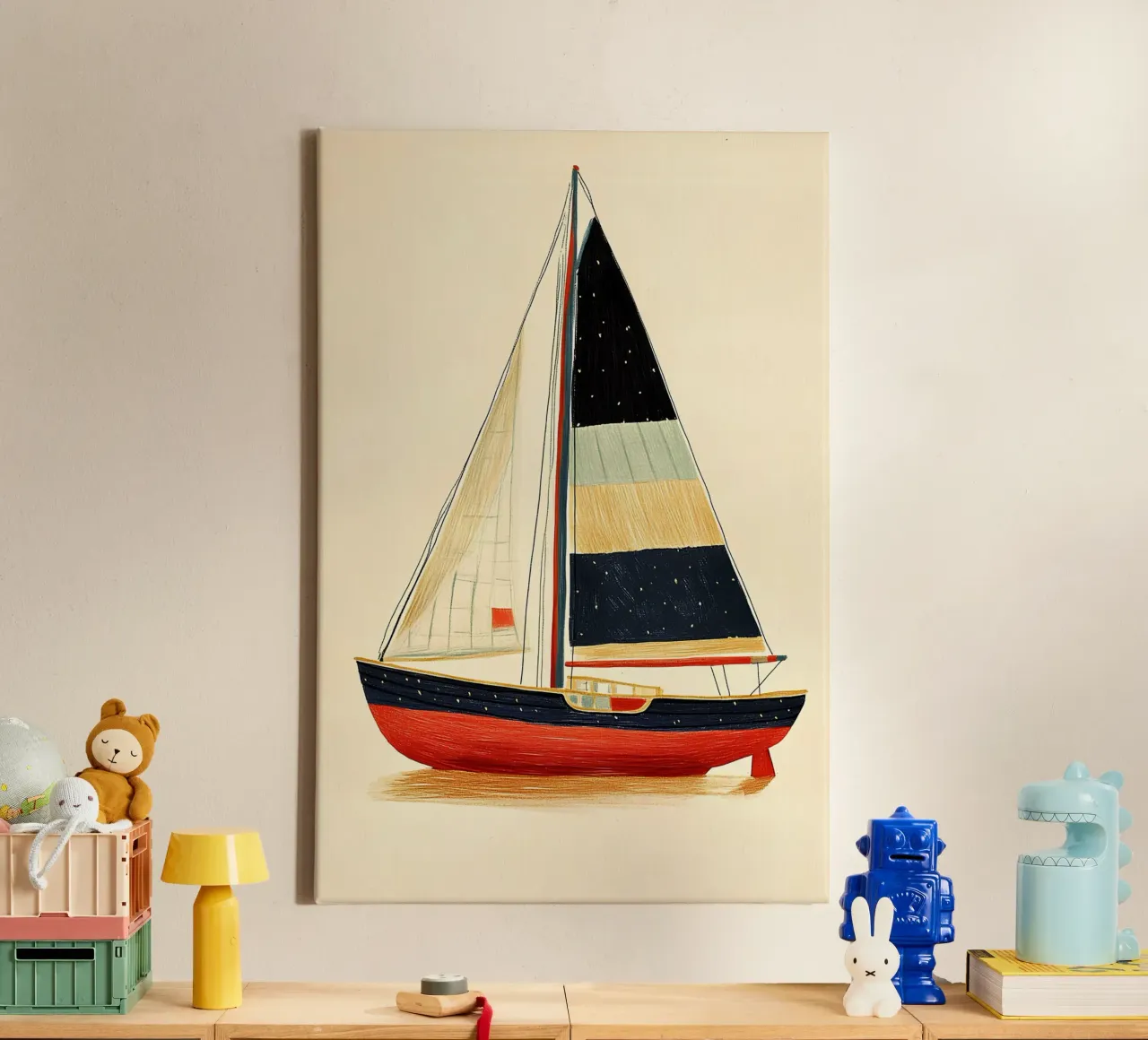 Barca a vela tela con Cornice a cassetta da Curious Canvas