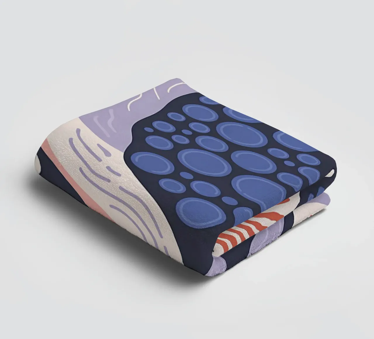 Abstract rif in blauw en roze badhanddoek van Plain Thoughts