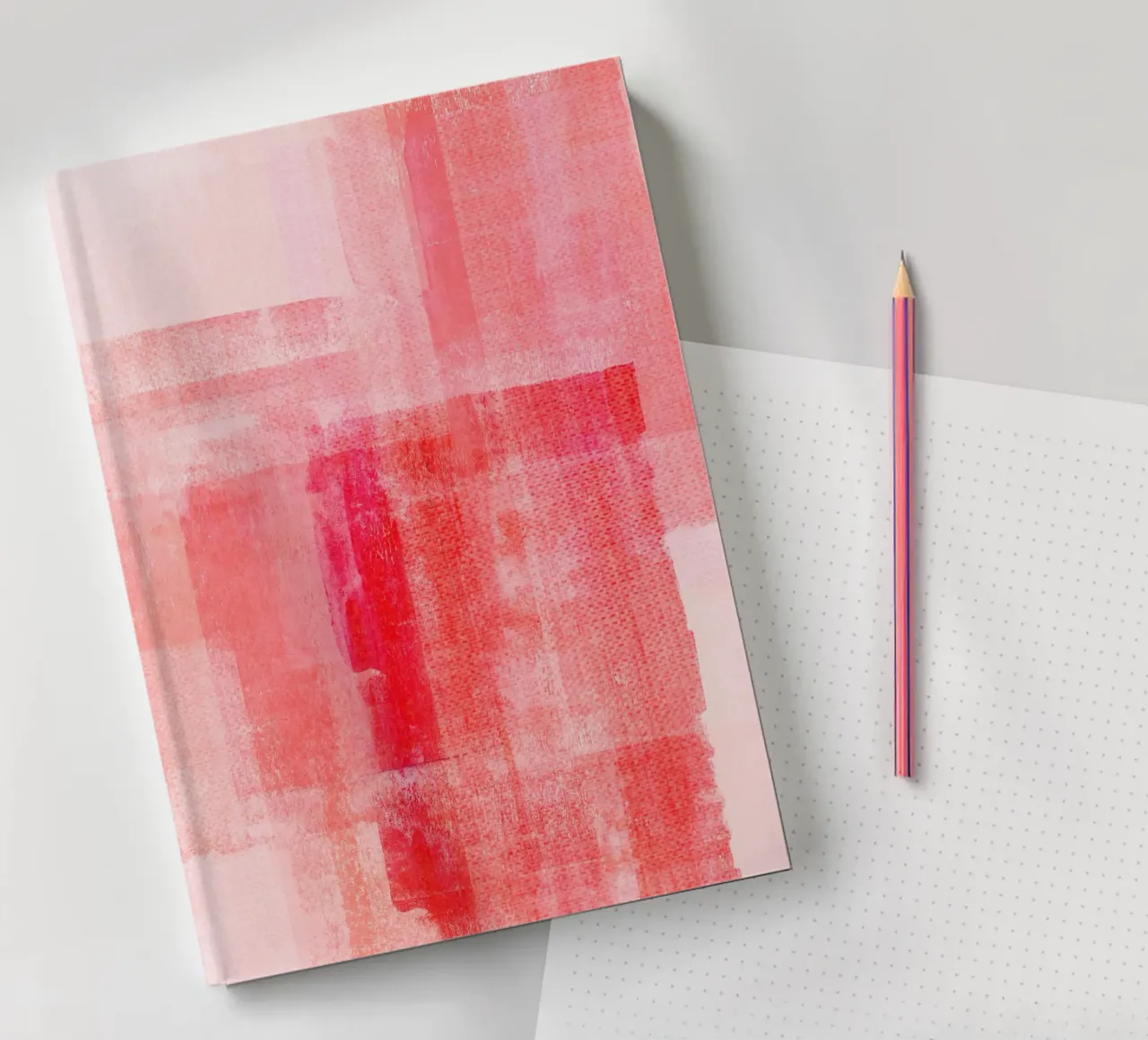 Surfaces 15 | Textured Red on Pink notebook by sabidussi