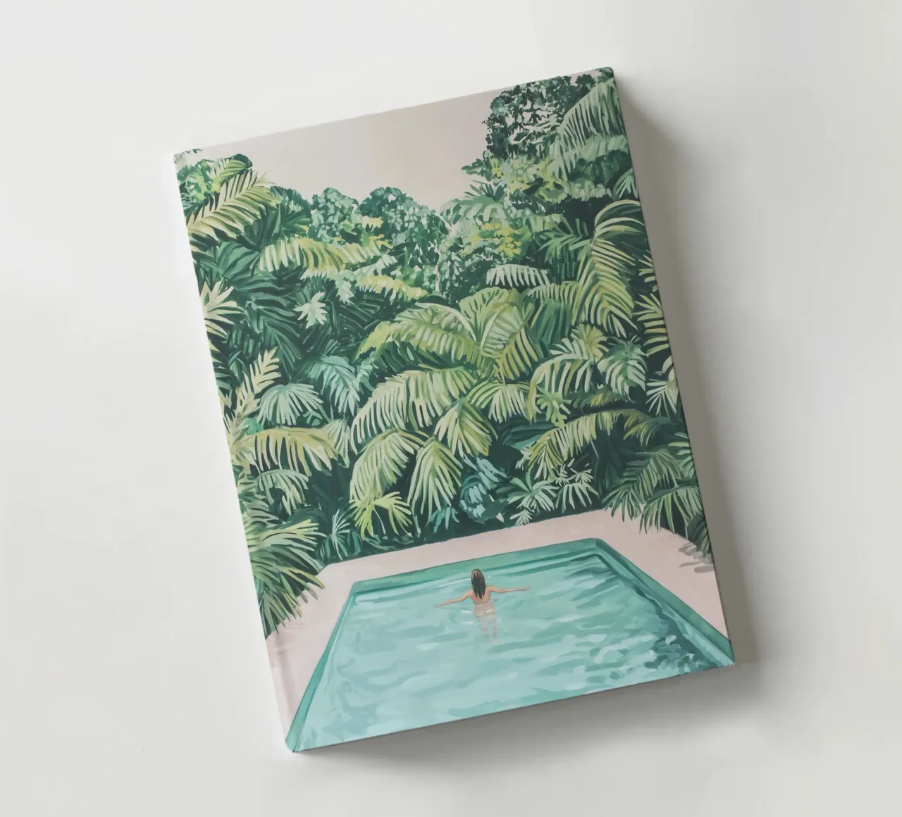 Woman in a tropical pool notebook by Carinaprint