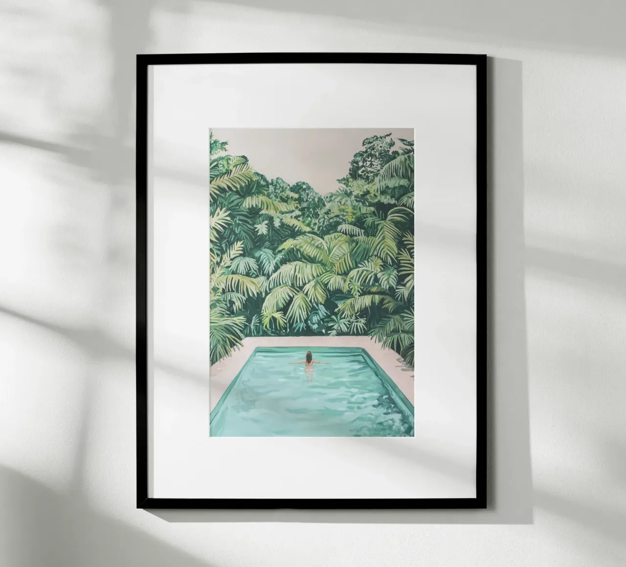 Donna in una piscina tropicale poster da Carinaprint