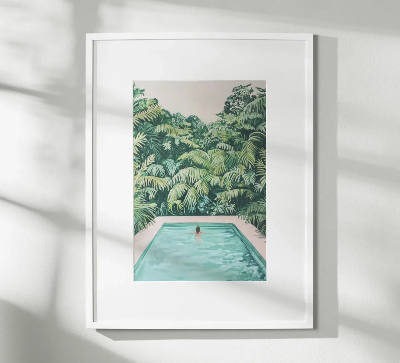 Donna in una piscina tropicale poster da Carinaprint