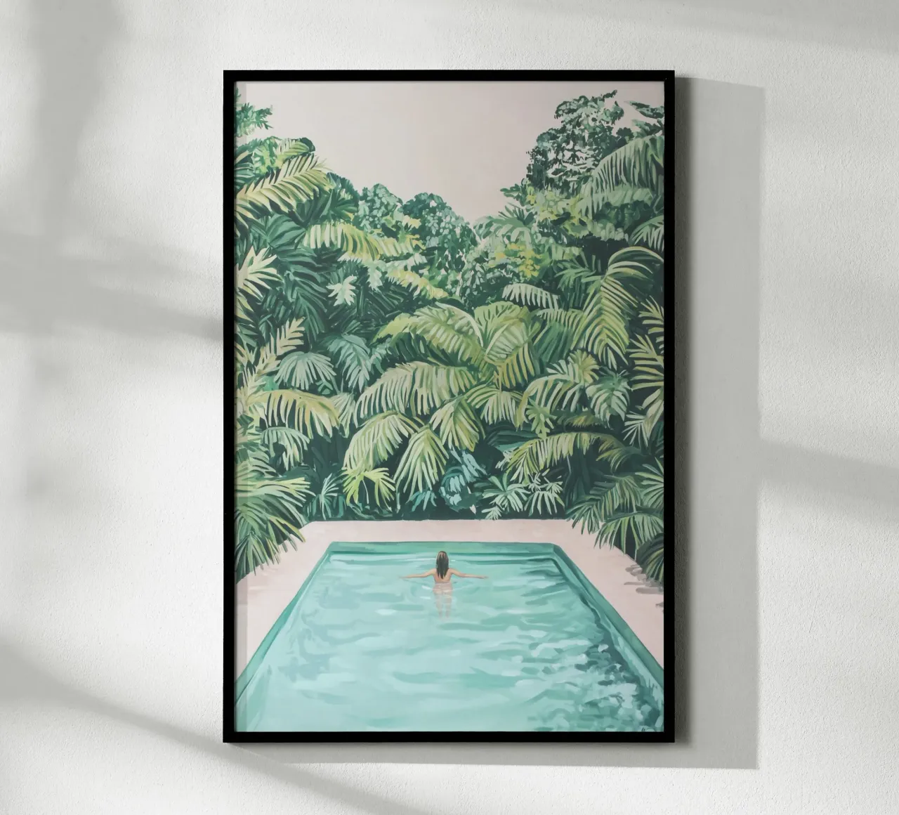 Donna in una piscina tropicale poster da Carinaprint