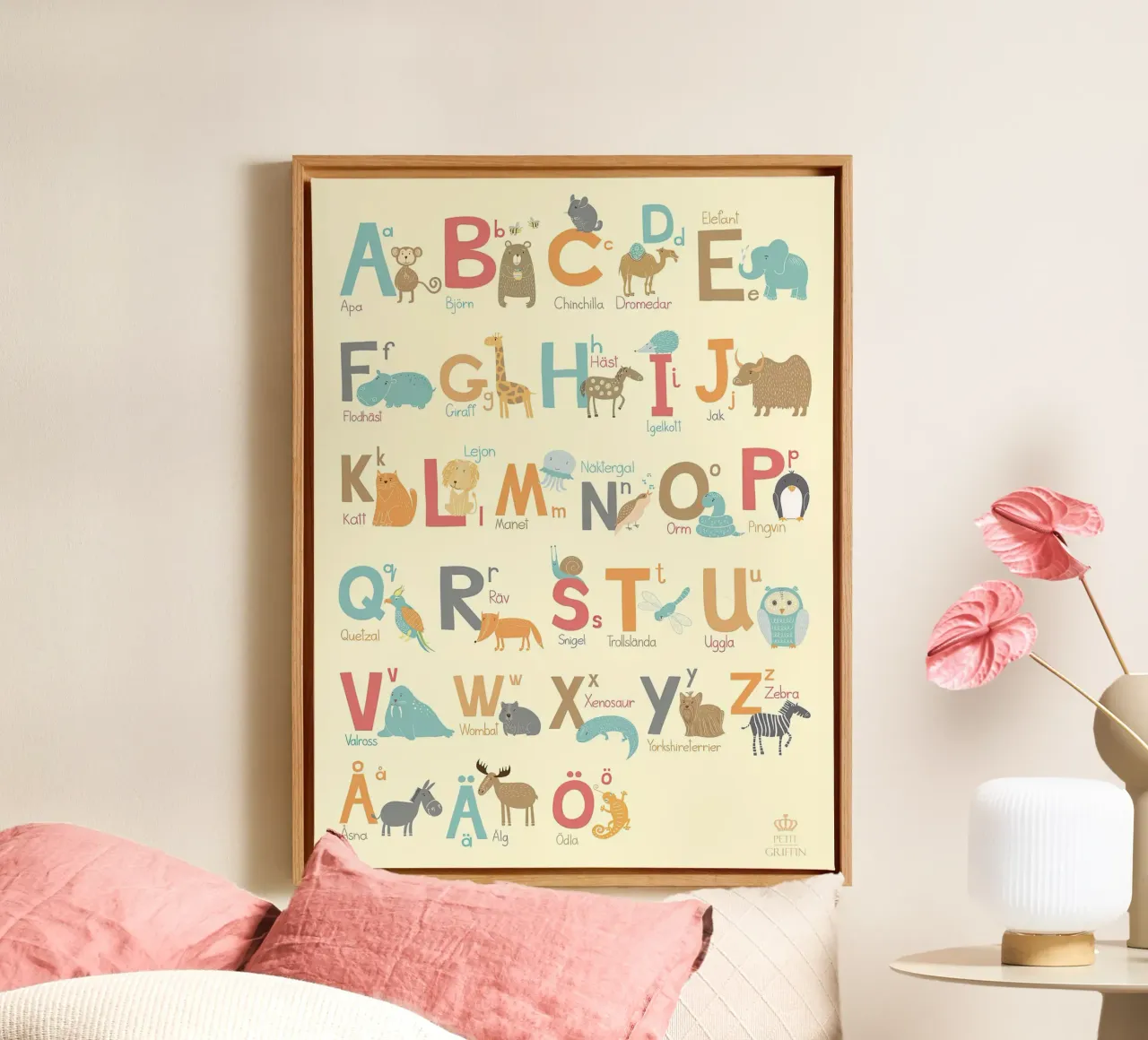 Dieren alfabet print canvas met Baklijst van MelisaArt
