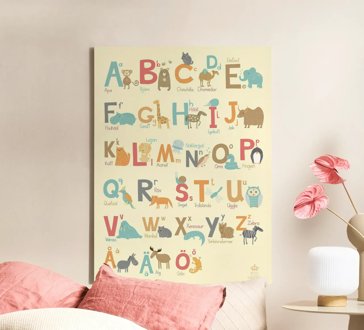 Dieren alfabet print canvas met Baklijst van MelisaArt
