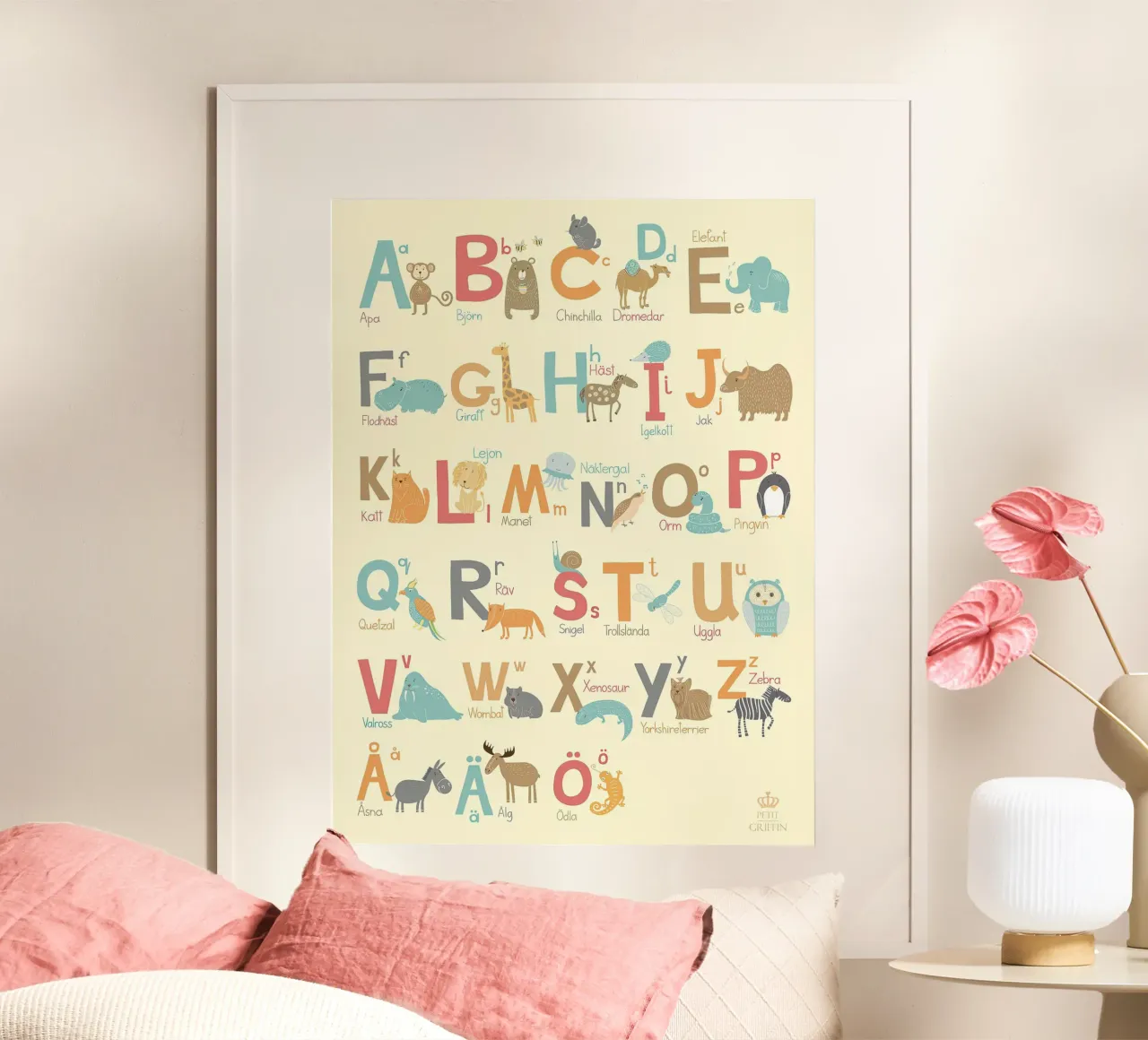 Stampa alfabeto animali poster con telaio in plastica da MelisaArt