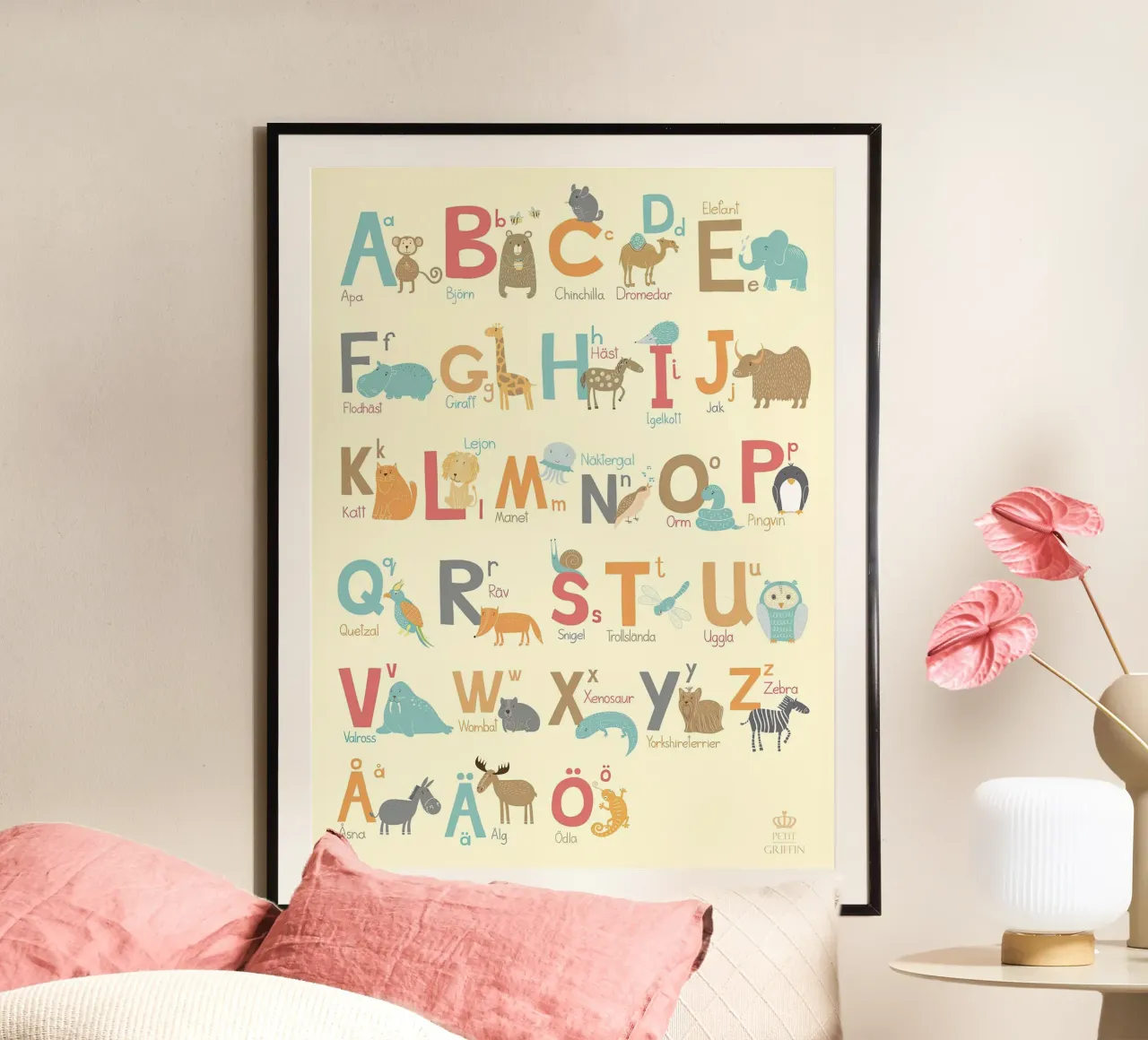 Stampa alfabeto animali poster con telaio in plastica da MelisaArt