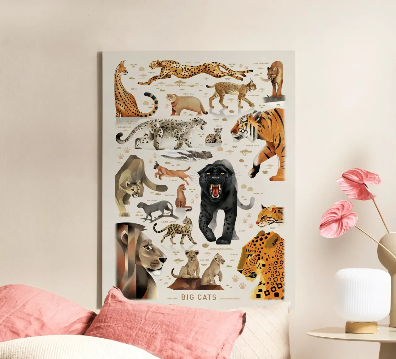 Großkatzen II Druck Leinwand mit Schattenfugenrahmen von MelisaArt