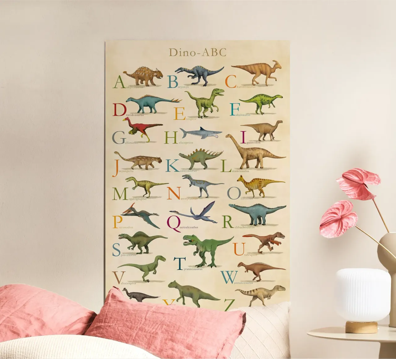 Stampa Dino ABC poster con telaio in plastica da MelisaArt