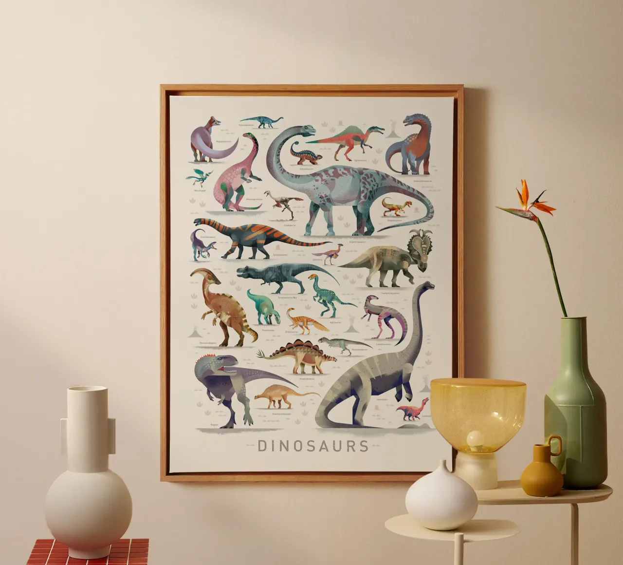 Dinosaurussen I Print canvas met Baklijst van MelisaArt