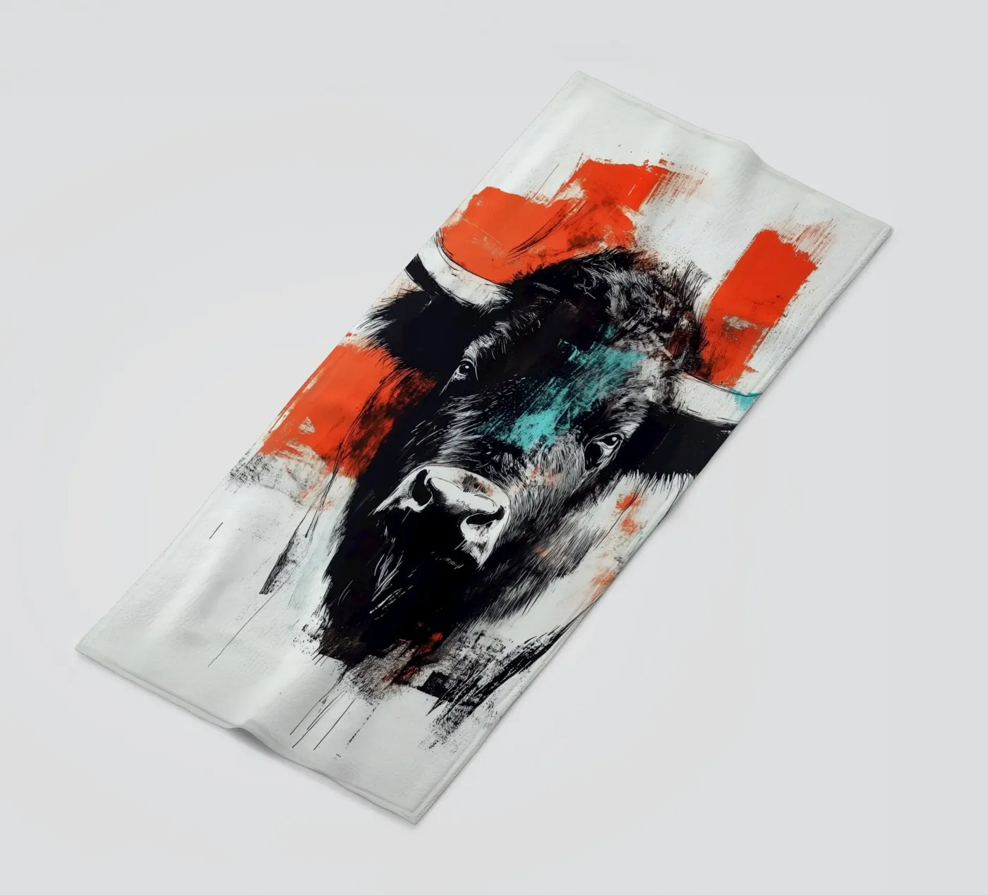 Animal bison beach towel by Justyna Jaszke JBJart