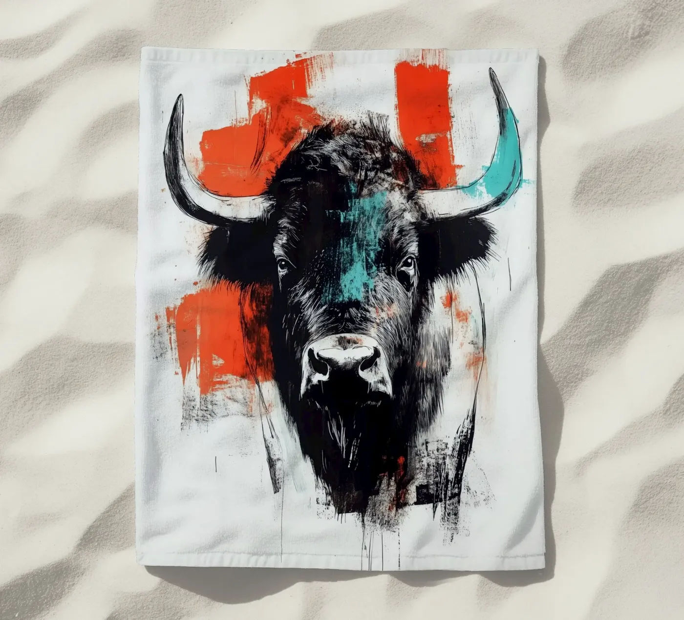 Animal bison beach towel by Justyna Jaszke JBJart