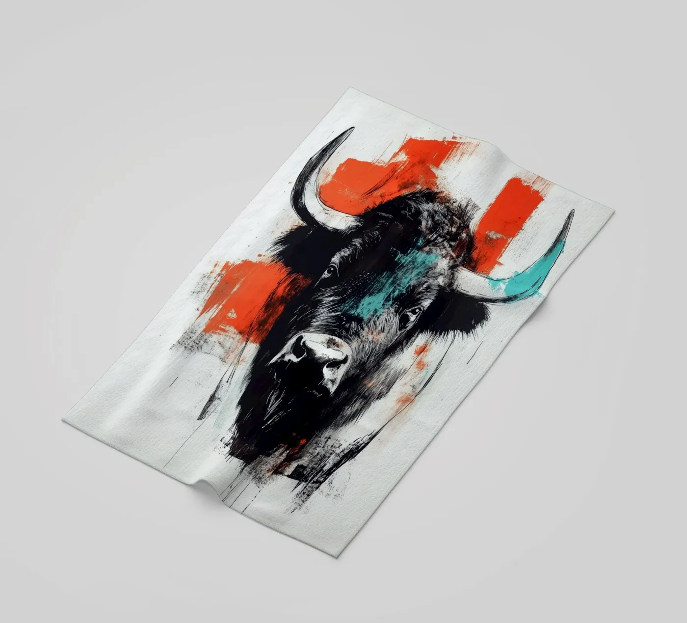 Animal bison beach towel by Justyna Jaszke JBJart