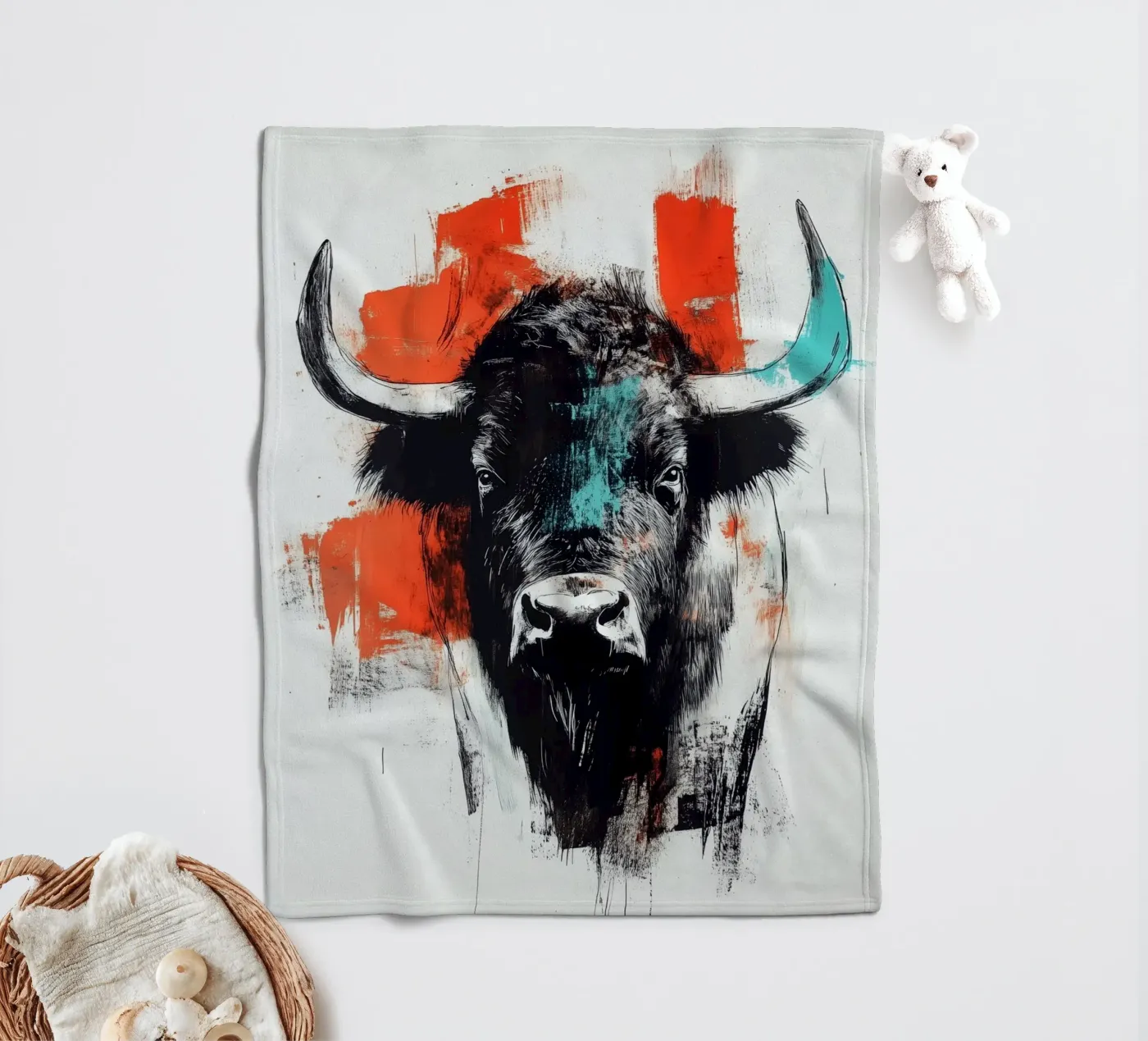 Animal bison Fleecedecke von Justyna Jaszke JBJart