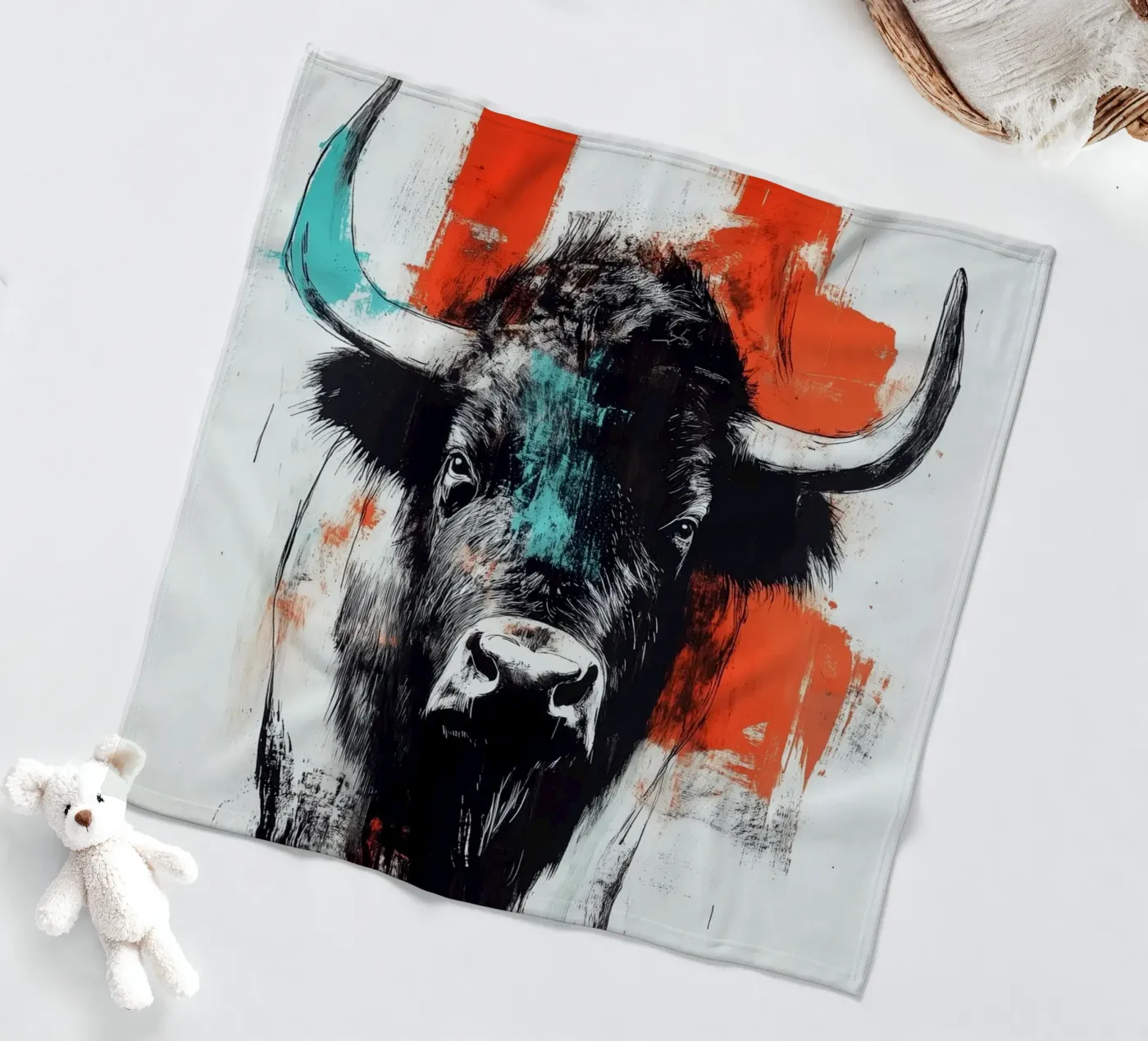 Animal bison Fleecedecke von Justyna Jaszke JBJart
