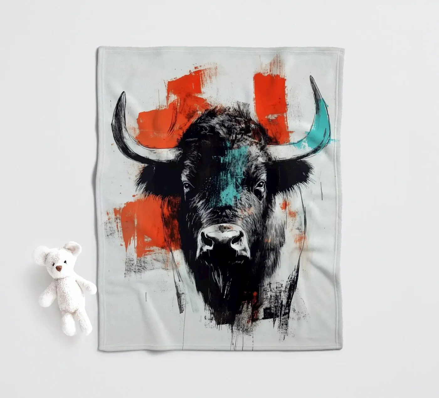Animal bison Fleecedecke von Justyna Jaszke JBJart