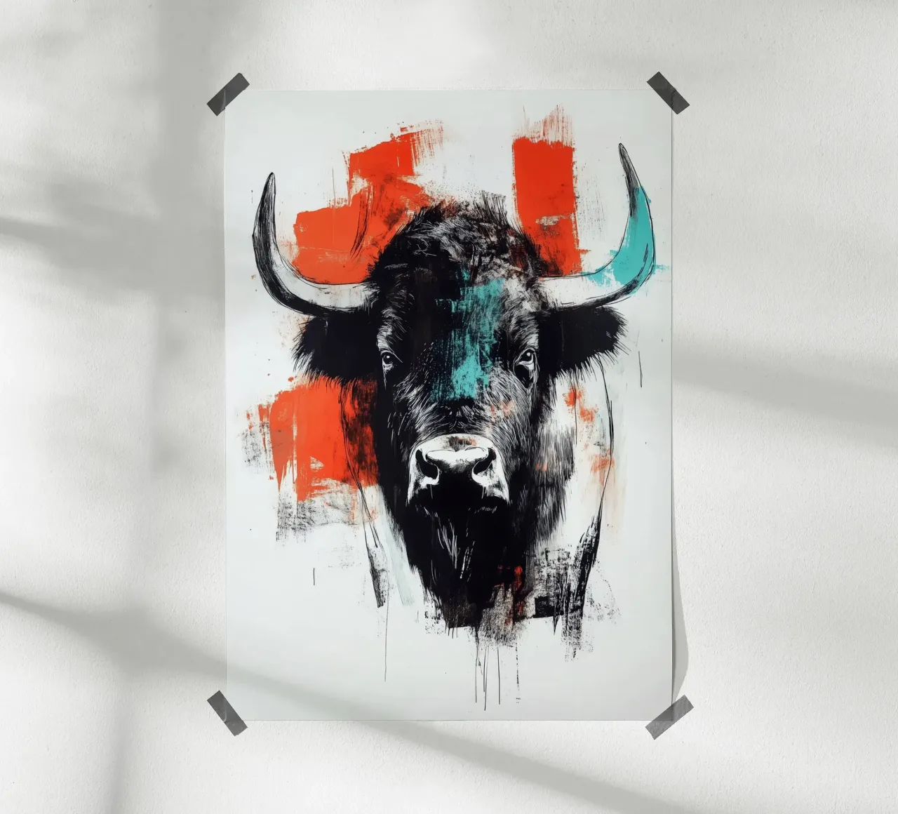 Animale bisonte poster con telaio in alluminio da Justyna Jaszke JBJart