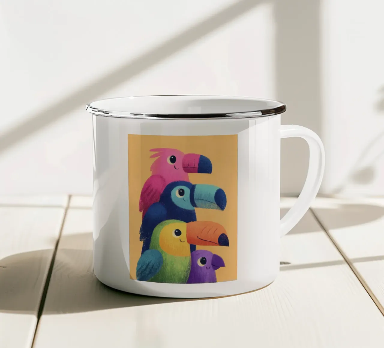 Rainbow Beaks tazza in smalto da Kiara