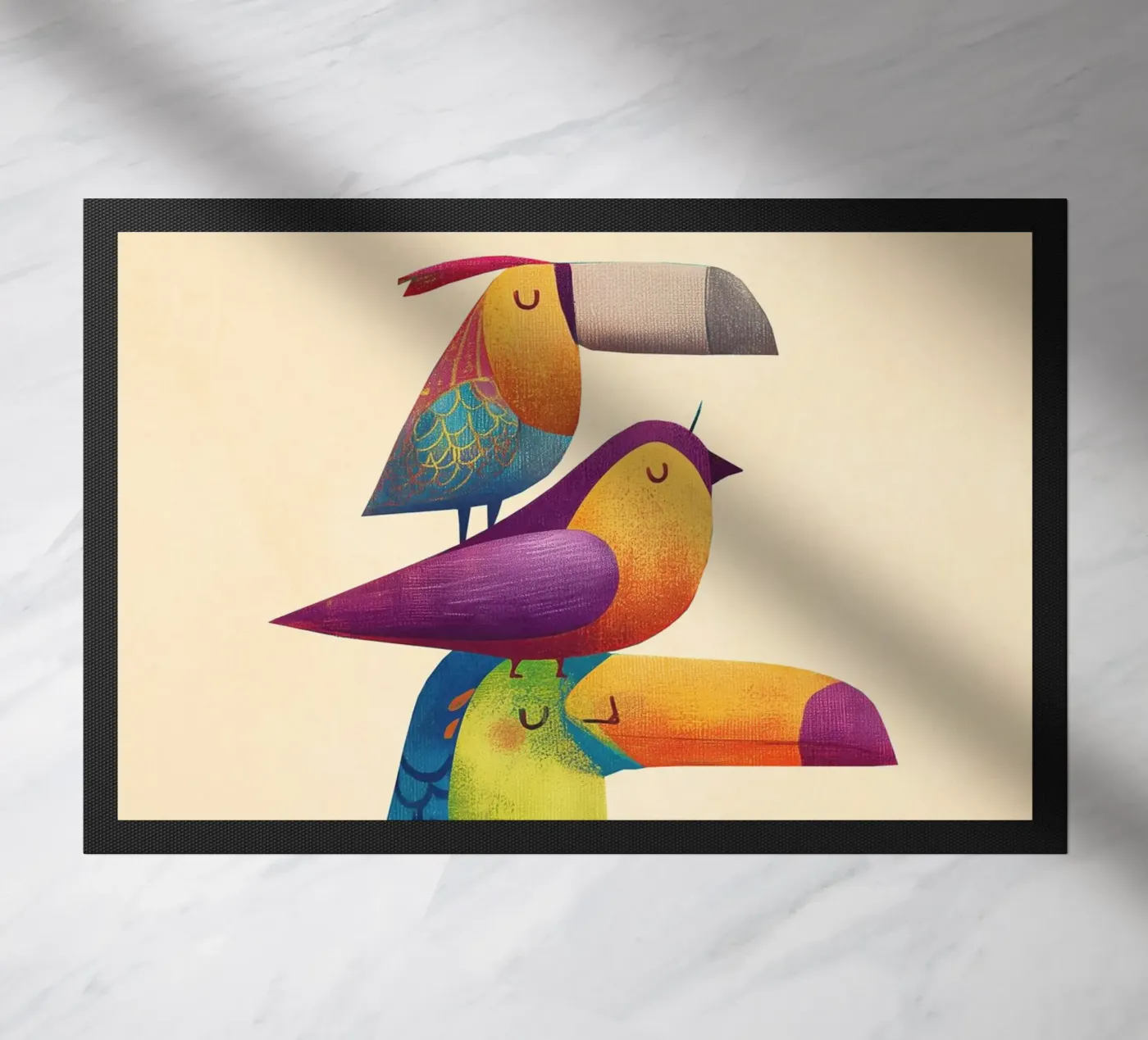 Rainbow Birds doormat by Kiara