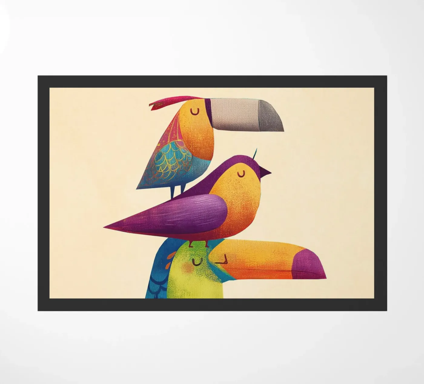 Rainbow Birds doormat by Kiara