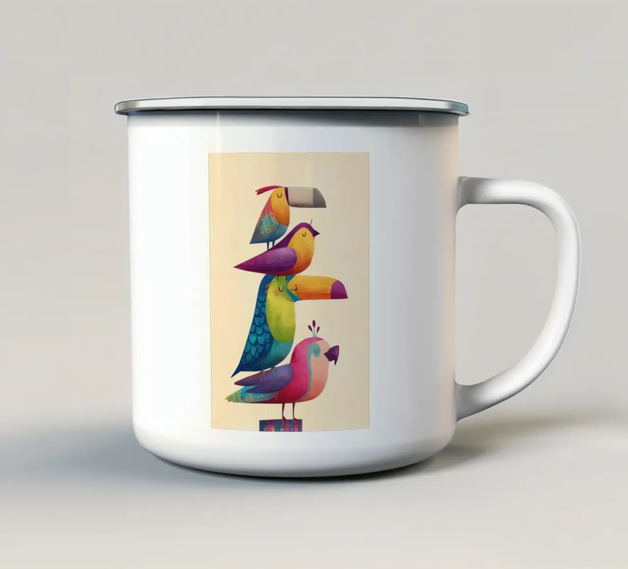 Rainbow Birds tazza in smalto da Kiara