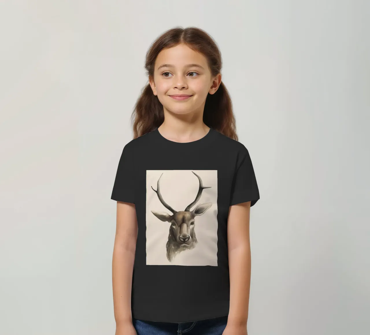 Deer study print t-shirt bambini da medineprint