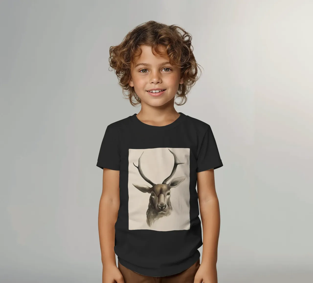 Deer study print t-shirt bambini da medineprint