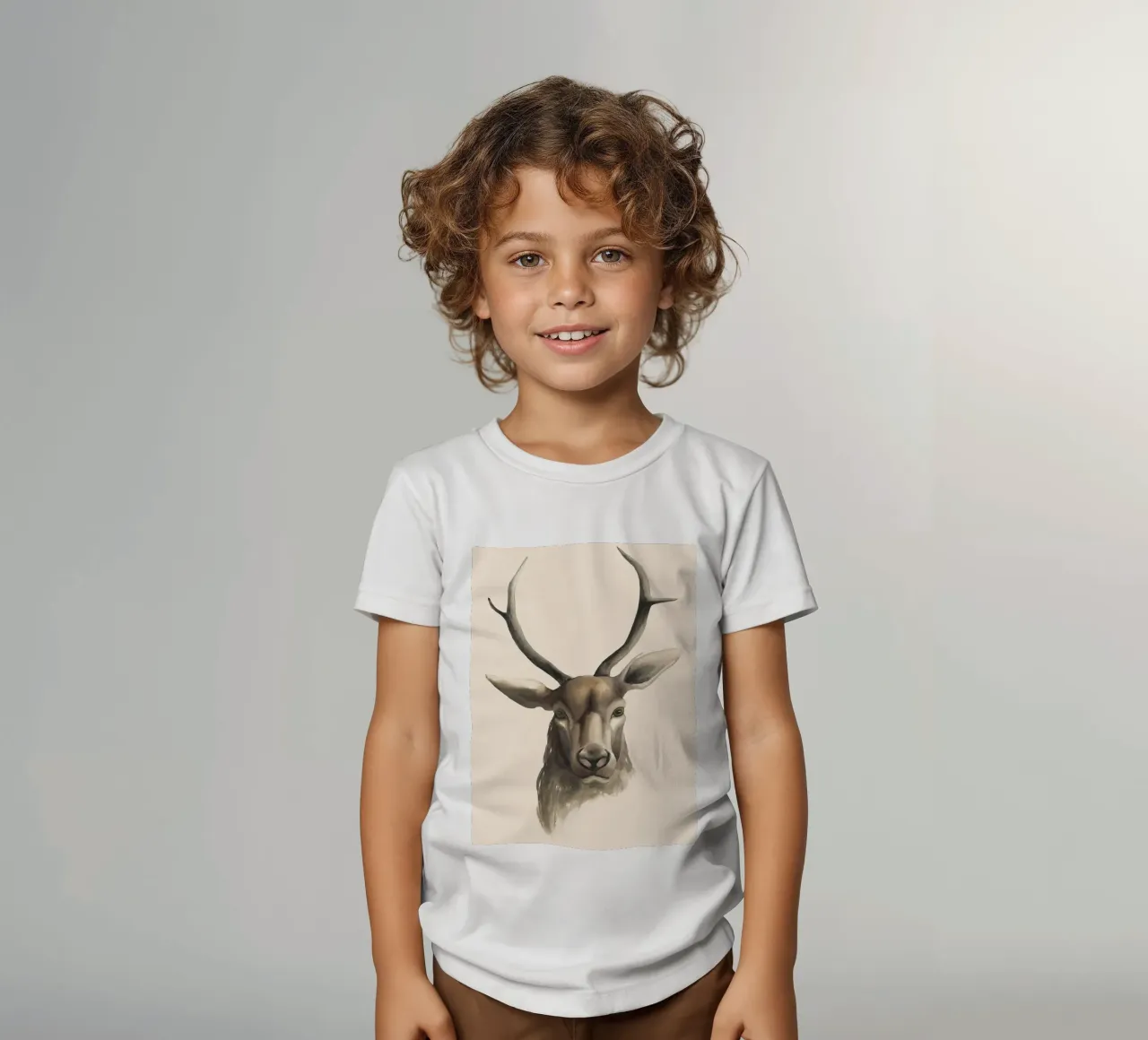 Deer study print t-shirt bambini da medineprint