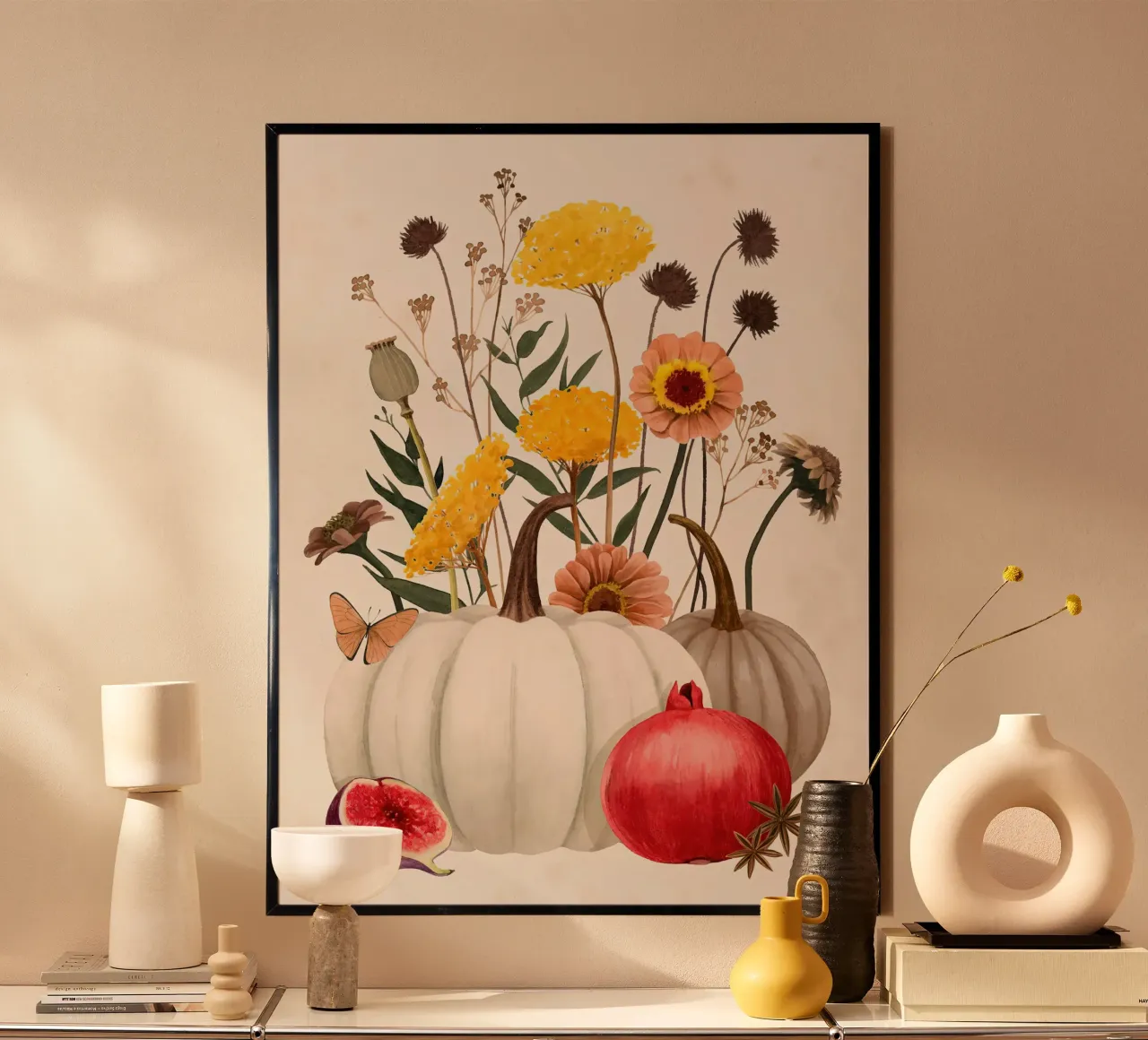 Botaniche d'autunno II poster con telaio in alluminio da medineprint