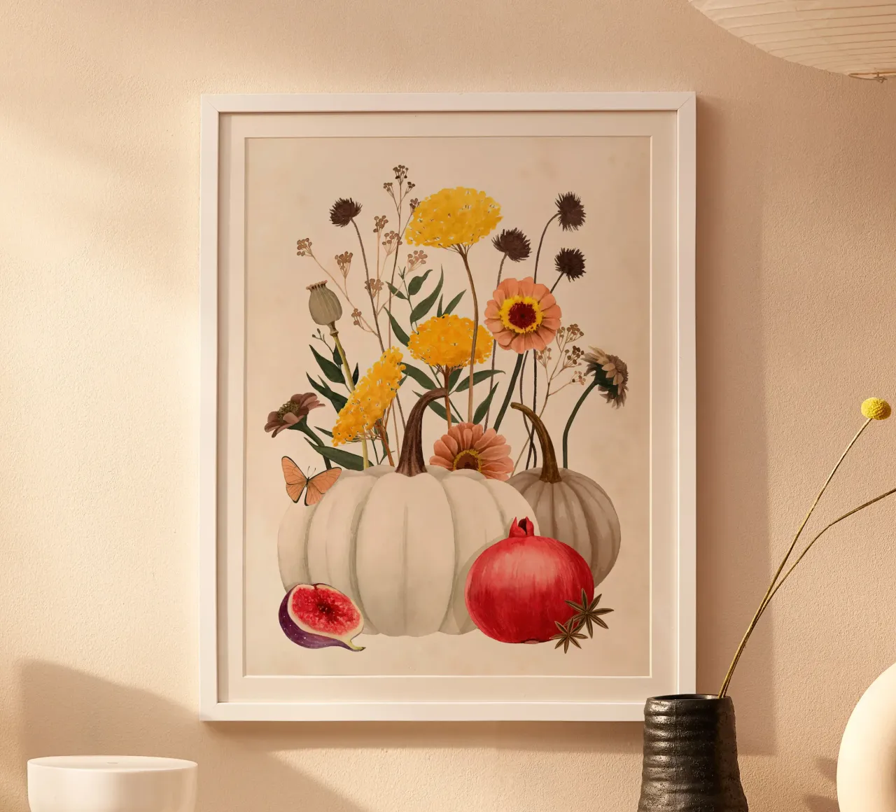 Botaniche d'autunno II poster con telaio in alluminio da medineprint
