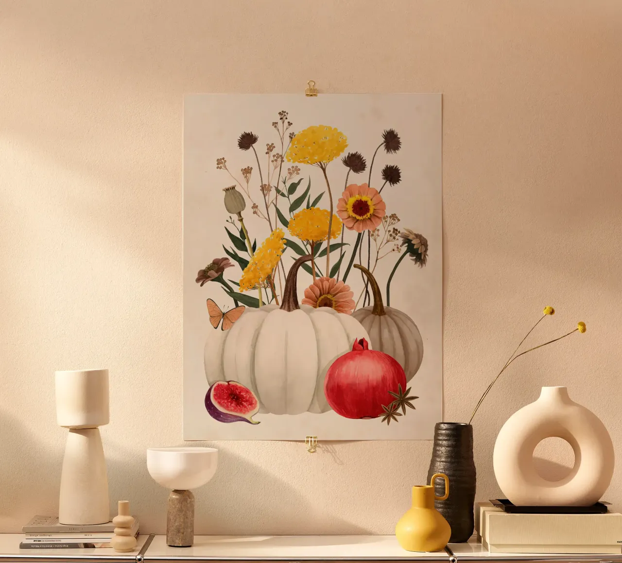 Botaniche d'autunno II poster con telaio in alluminio da medineprint