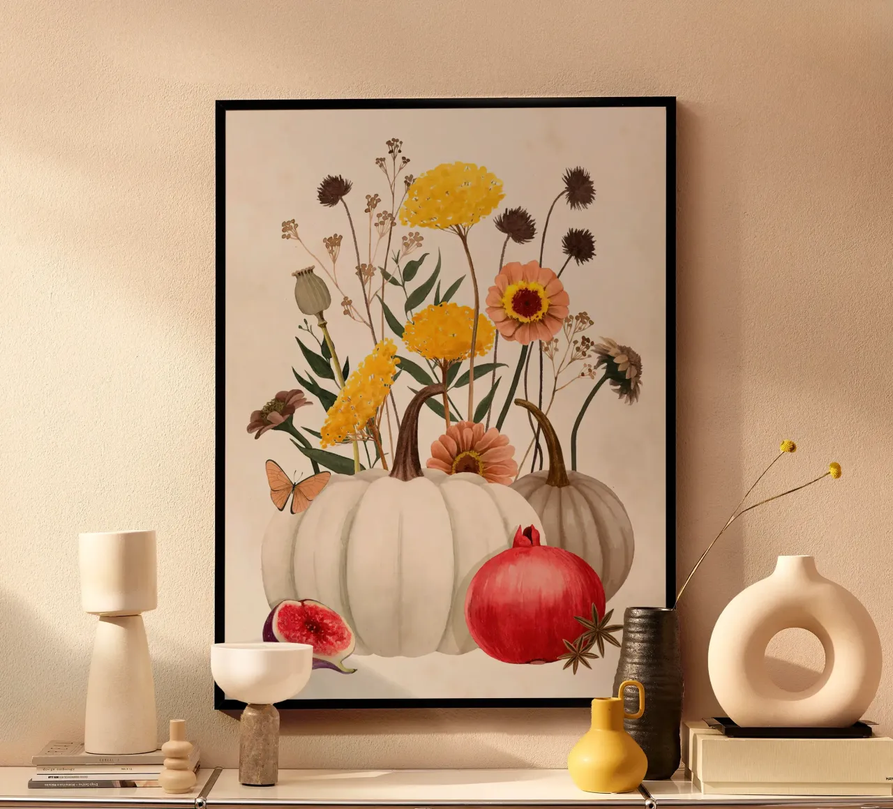 Botaniche d'autunno II poster con telaio in alluminio da medineprint
