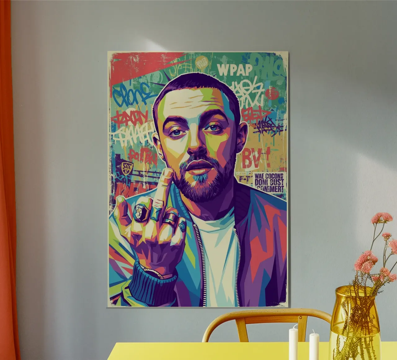 Mac Miller mittlerer Finger Poster mit Kunststoffrahmen von Hantamrata