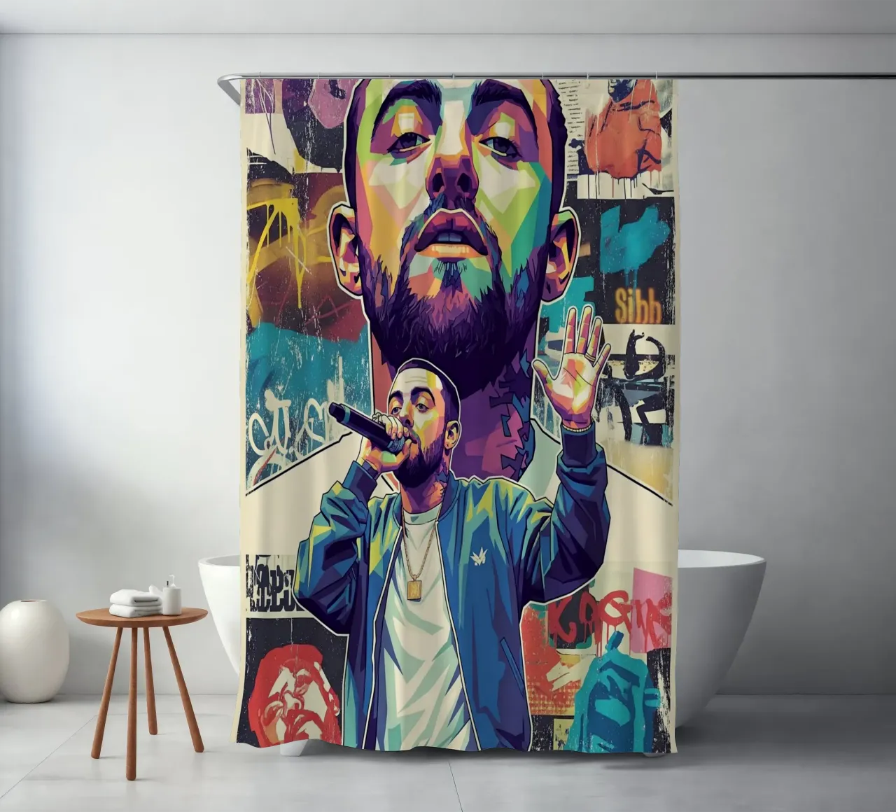 Mac Miller colore pop art tenda da doccia da Hantamrata