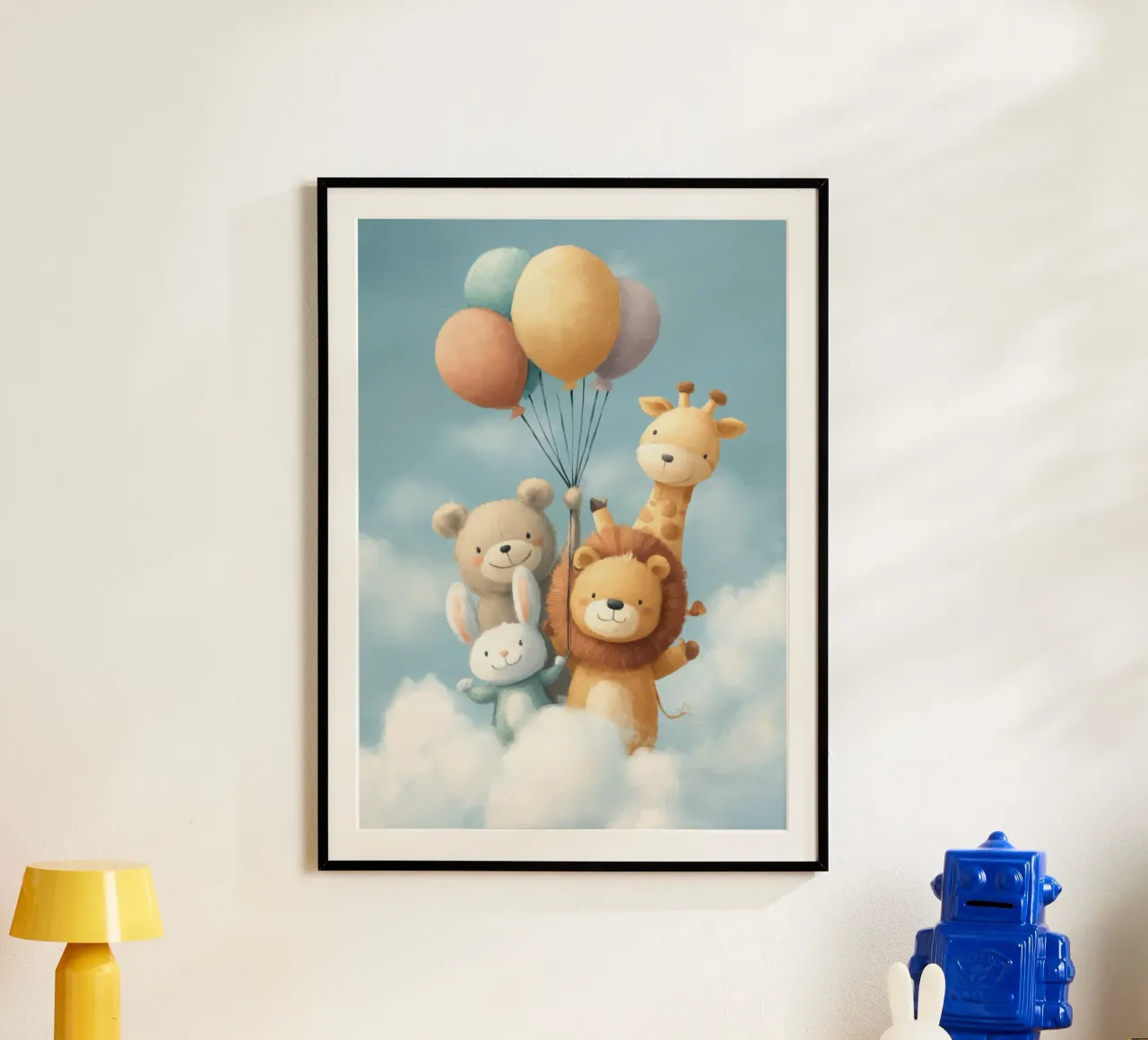 Sky Friends Adventure poster con telaio in alluminio da Kiara